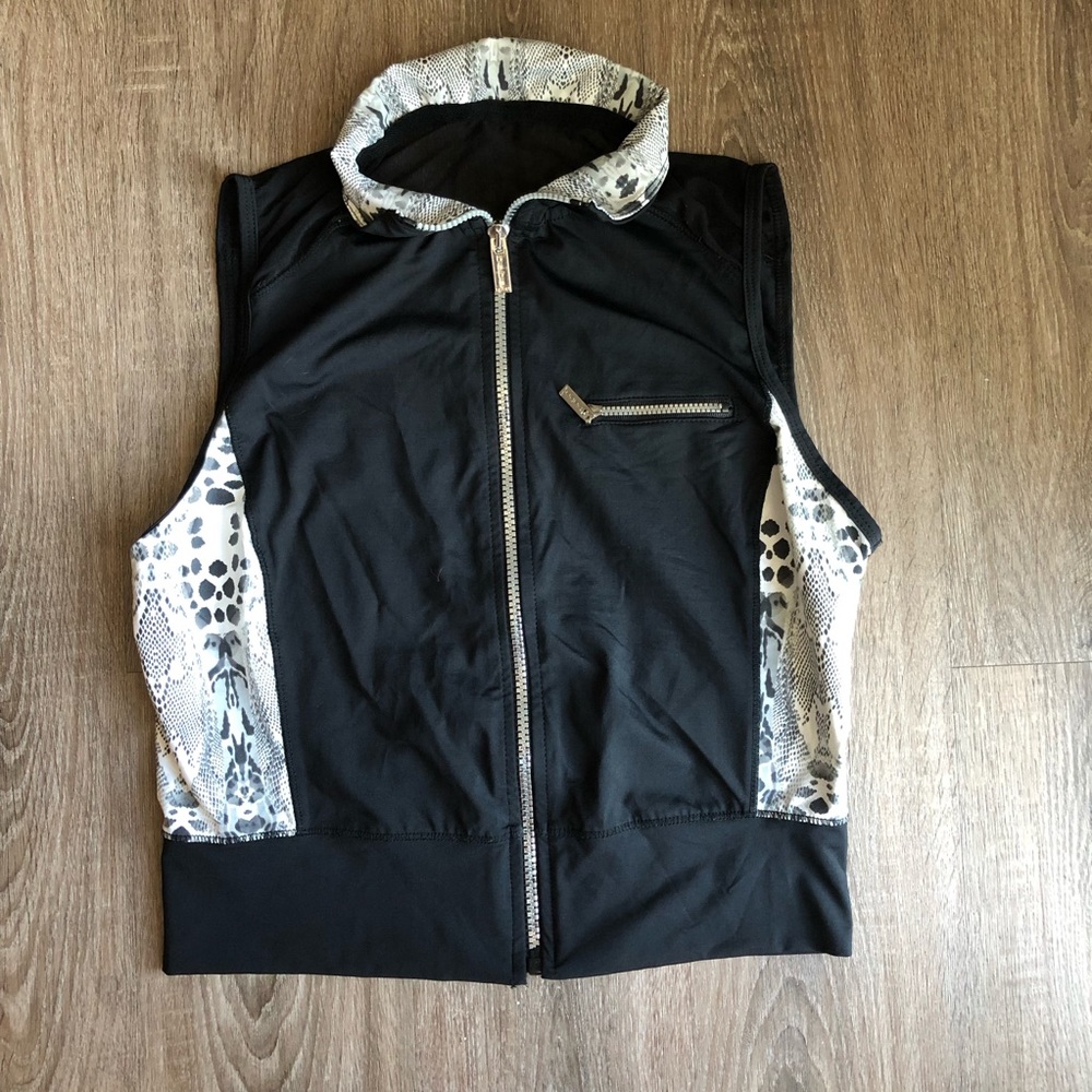 Bebe Sport Black Snakeskin Collared Vest